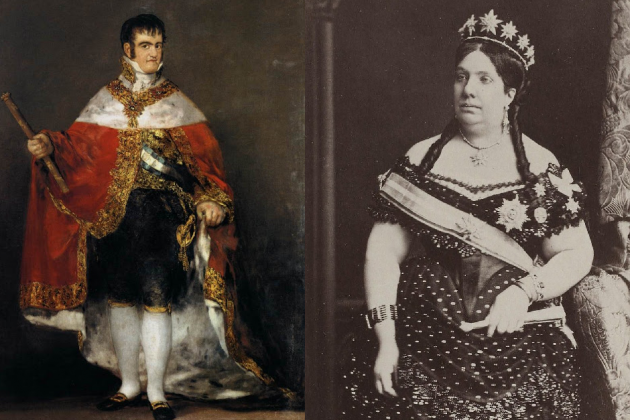 Maria Cristina, la reina negrera, retorna de l'exili. Ferran VII (marit) i Isabel II (filla)