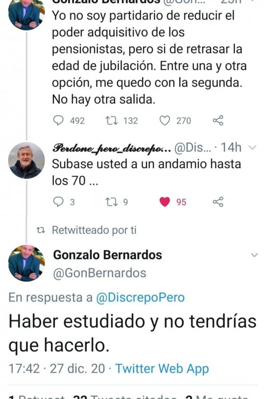 Gonzalo Bernardos insulto clasista Twitter