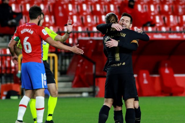 Messi Griezmann celebran gol Barca Granate EFE