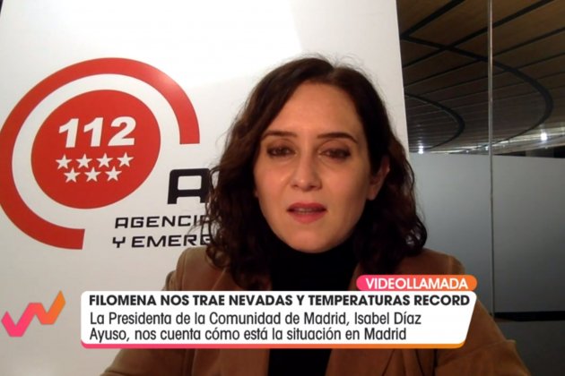 Ayuso mensaje en la población miedo temporal de nieve Telecinco