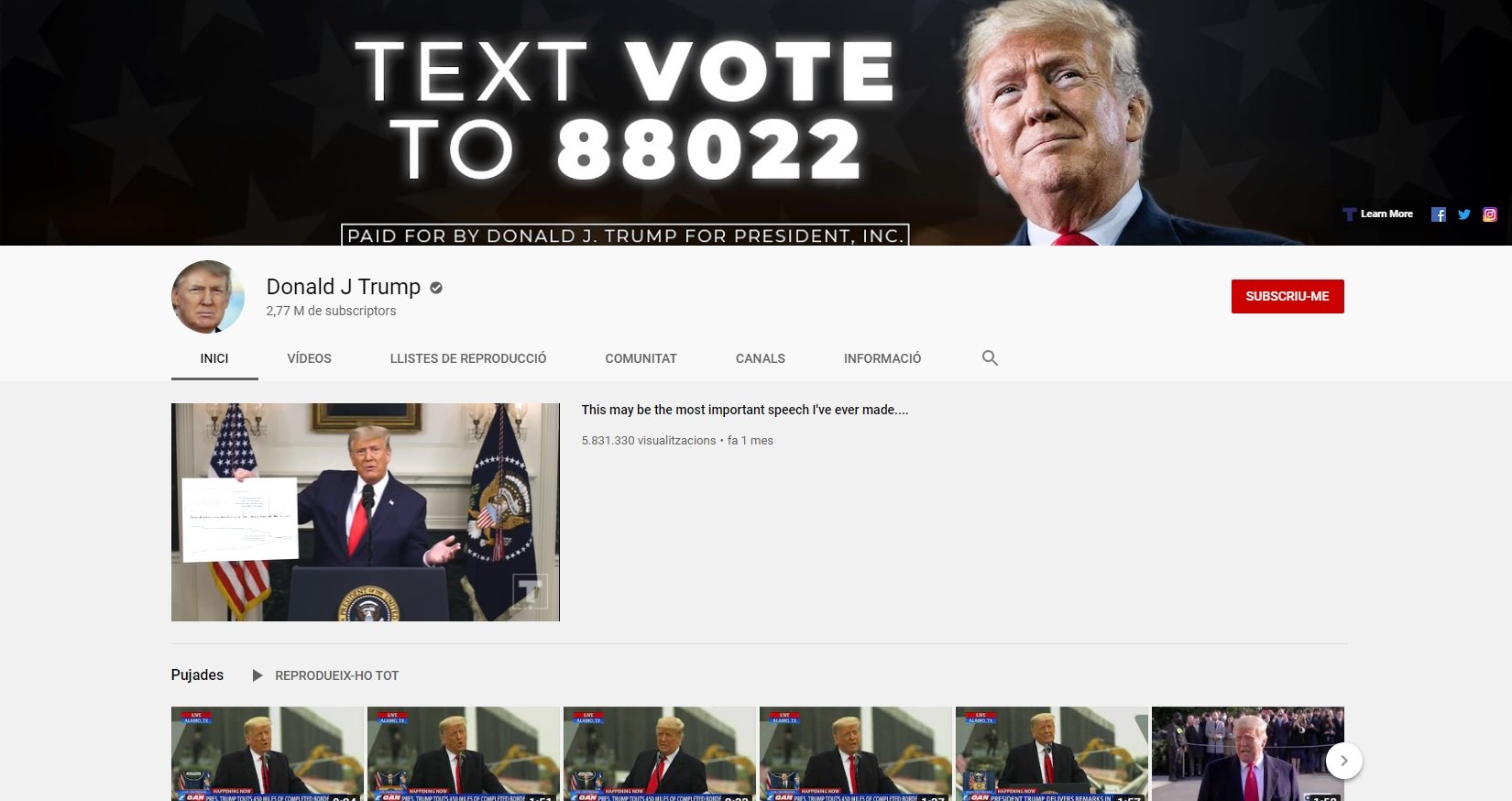 canal youtube Trump captura pantalla