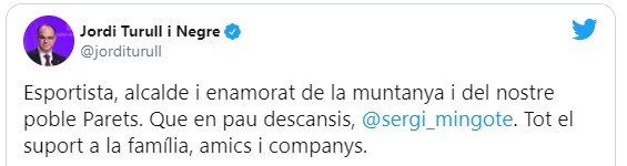 Jordi Turull tweet Sergi Mingote muerte