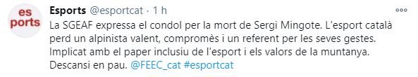 Esports Cat tweet Sergi Mingote muerte