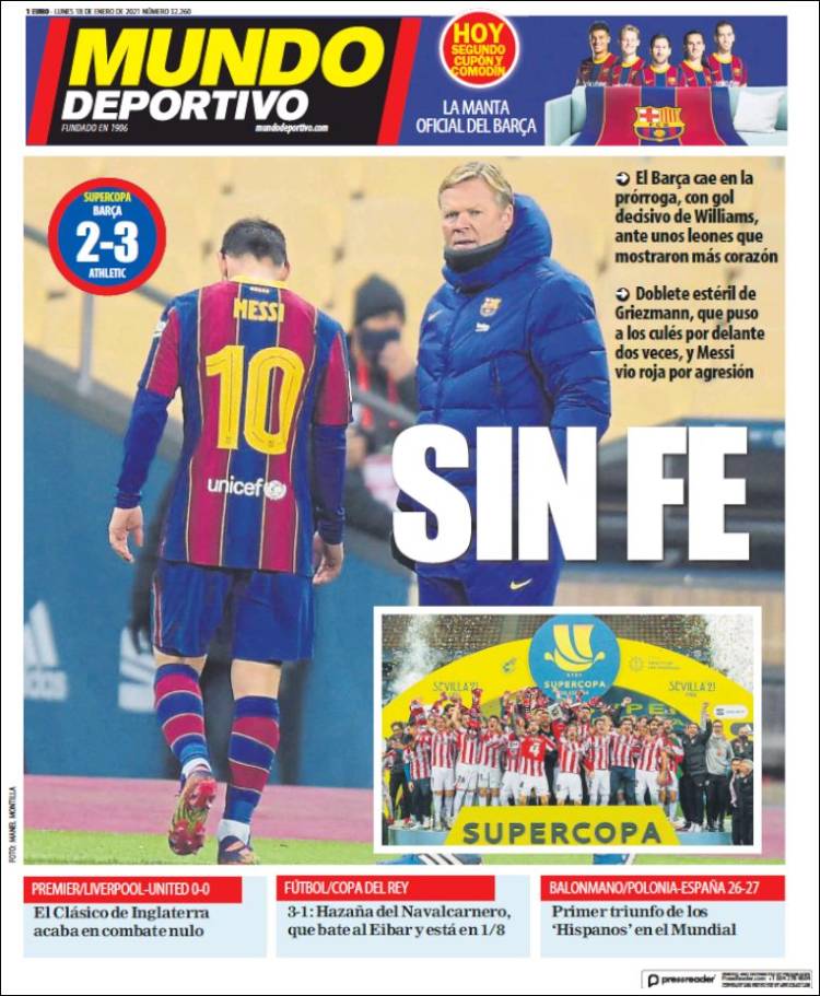 Mundo Deportivo Portada 18 01 2021