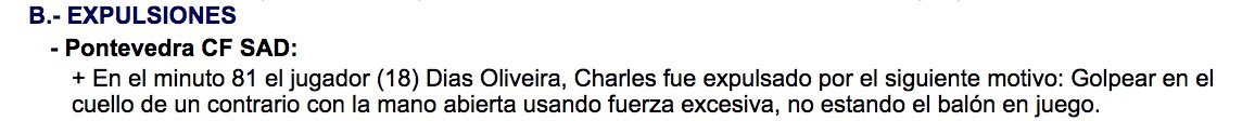 Expulsión Pontevedra acta arbitral
