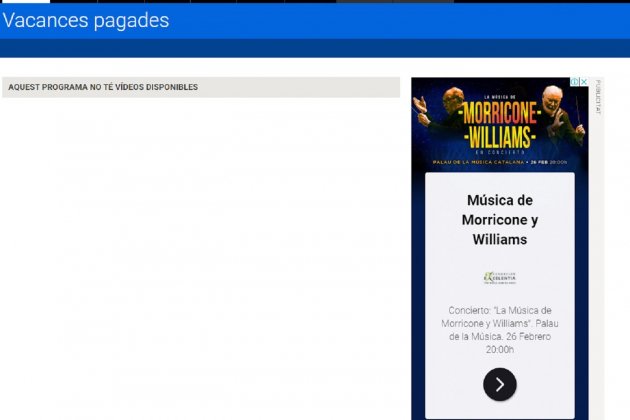 Programa 'Vacances Pagades al web de TV3