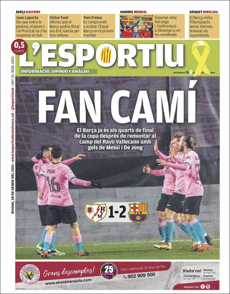 L'Esportiu Portada 28 01 2021