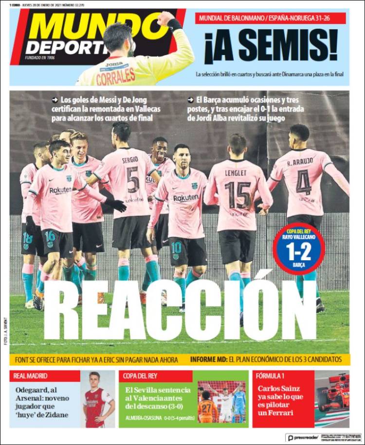 Mundo Deportivo Llevada|Traída 28 01 2021