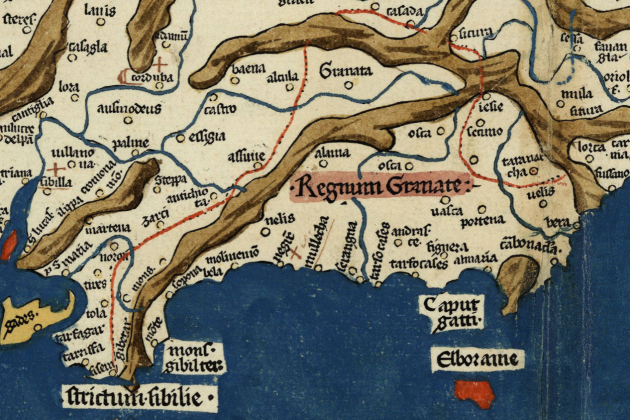 Fagment de un mapa penínsular de 1482. Fuente Cartoteca de Catalunya