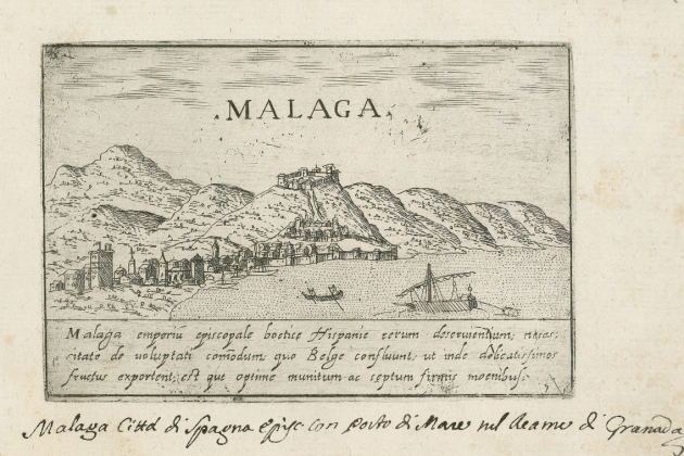 Grabado de Málaga (1595). Fuente Cartoteca de Catalunya