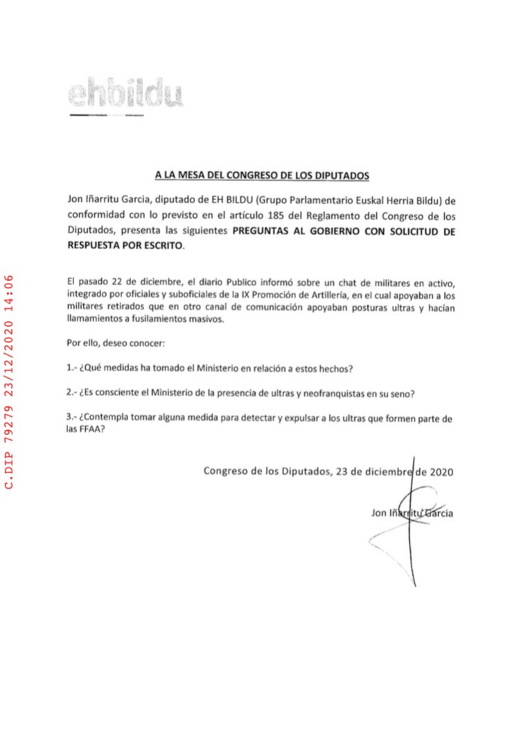 pregunta iñarritu govern espanyol militars