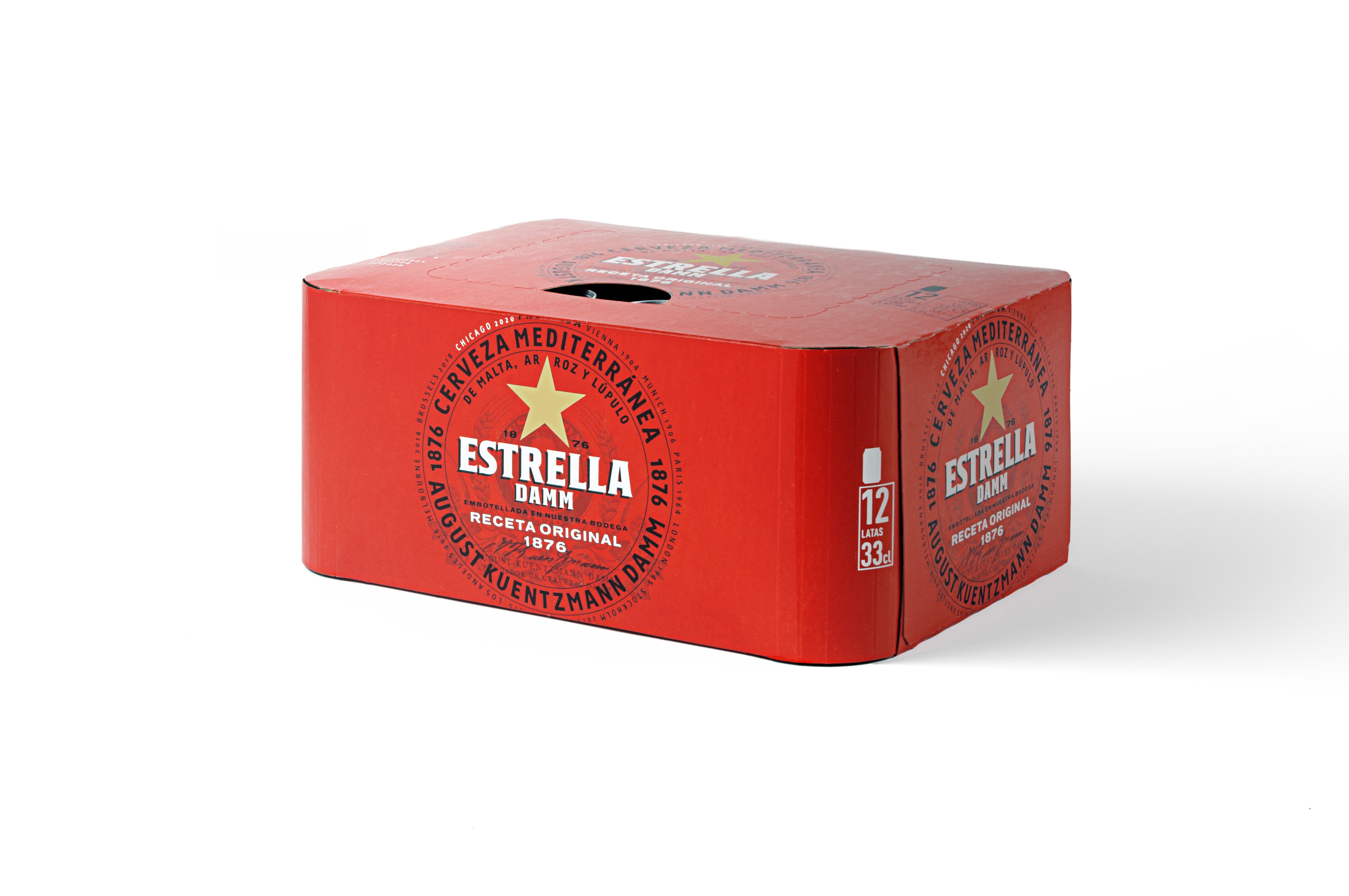 Estrella Damm elimina el plástico como embalaje de los packs de latas