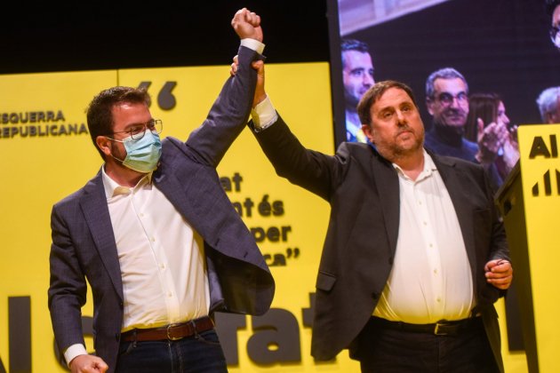 Acto central campaña electoral ERC Junqueras Aragonès Otegi Girona - ERC