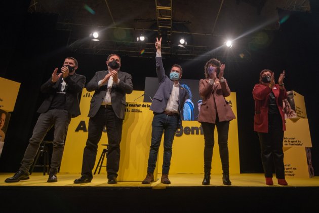 Acto central campaña electoral ERC Junqueras Aragonès Otegi Capella Bassa Girona - ERC