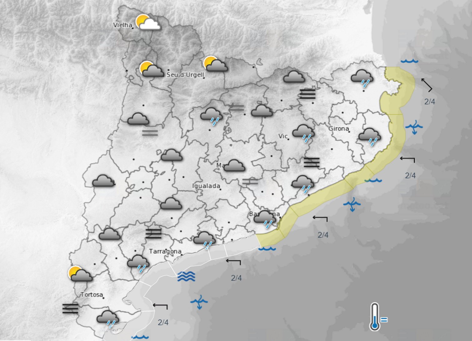 Previsión tiempo Catalunya domingo (mañana) / @meteocat