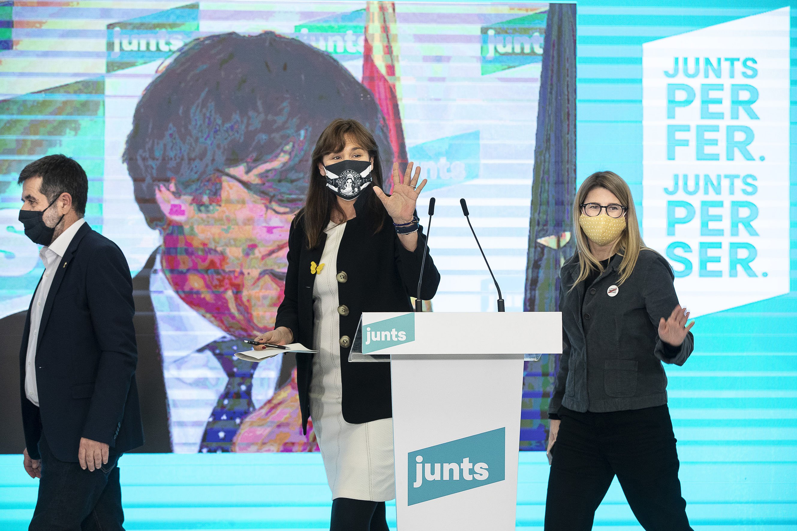 eleccions Catalunya 14 -F reaccio JxCat Laura Borras - Jordi Play