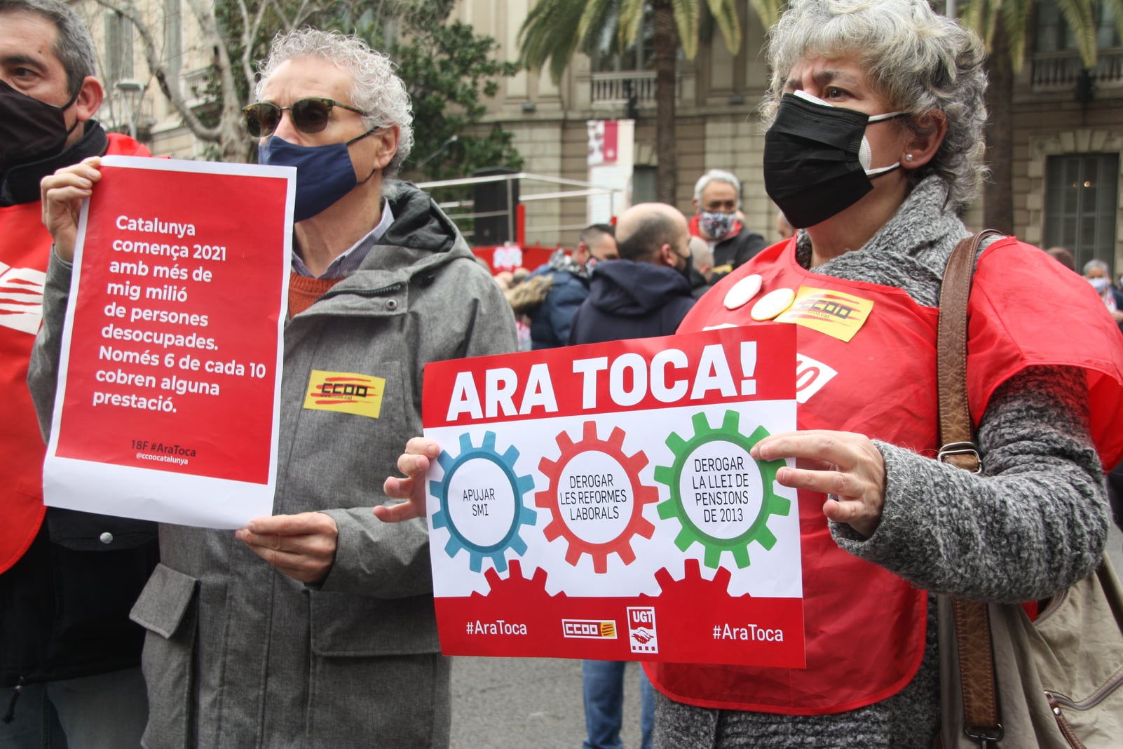 CCOO i UGT exigeixen al carrer la pujada del SMI i derogar la reforma laboral