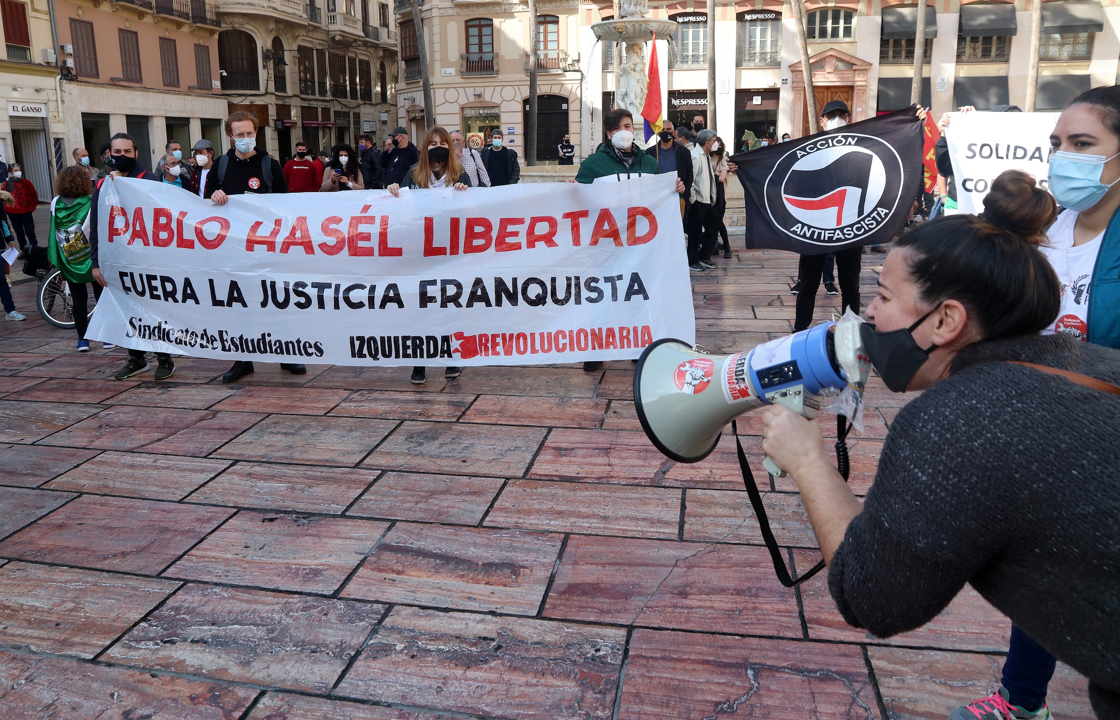 EuropaPress Unas 250 personas se concentran en apoyo a Hasél en Málaga