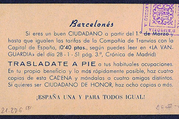 Octavilla Huelga de tranvias de Barcelona, 1951/AHCB