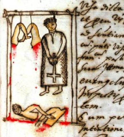 Representación de la ejecución y descuartizamiento de bandoleros (siglo XVII). Fuente Blog Coneixer Artà