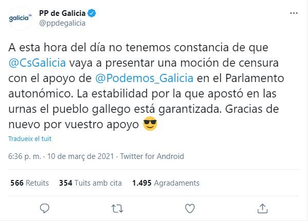 Tweet PP Galicia Feijoo