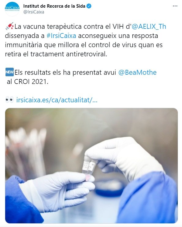 Tweet irsicaixa vacuna VIH