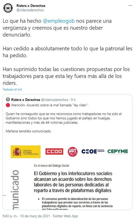 tuit riders miedo derechos