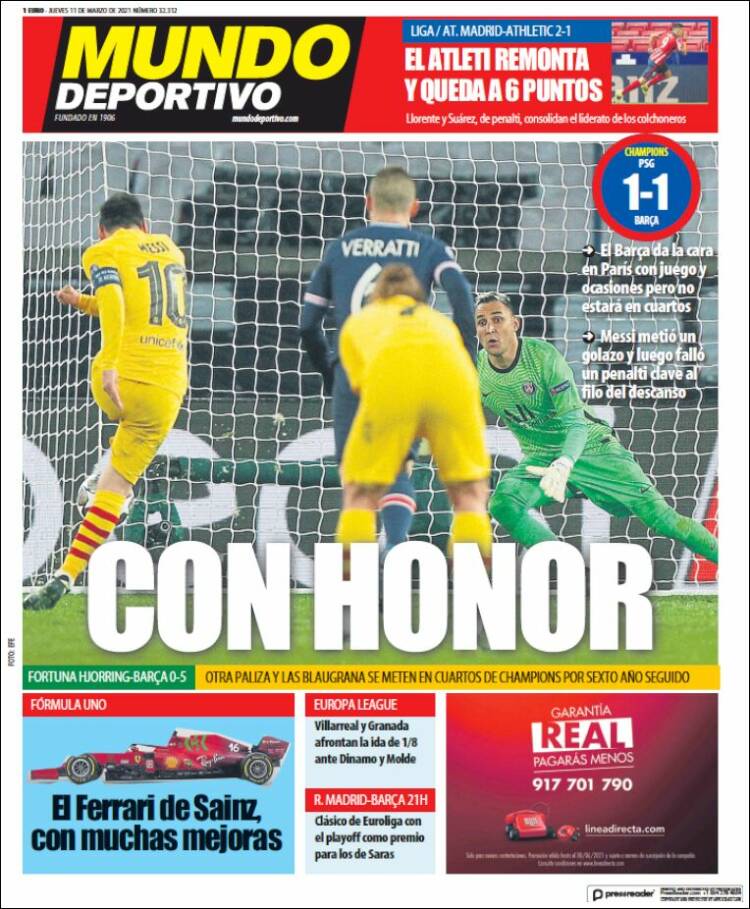 Mundo Deportivo Llevada|Traída 11 03 2021