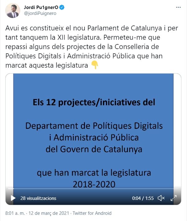 Tweet Puigneró constitución parlamento 2021