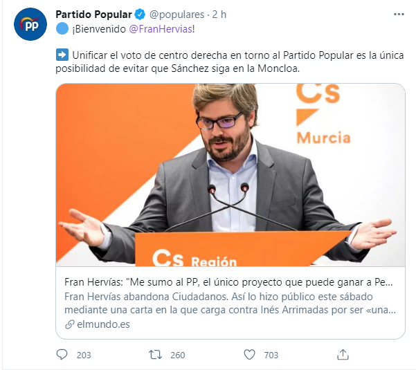 pp fran hervias bienvenida