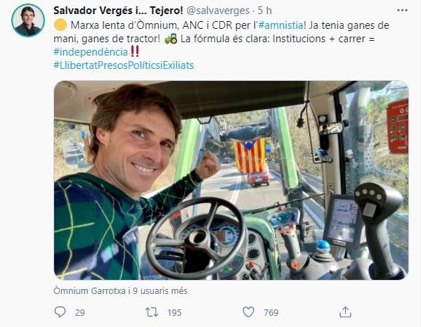 Twitter Salvador Verges   Marcha lenta vehiculos amnistia Garrotxa