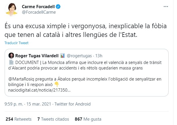 tuit carme forcadell catalán valencia