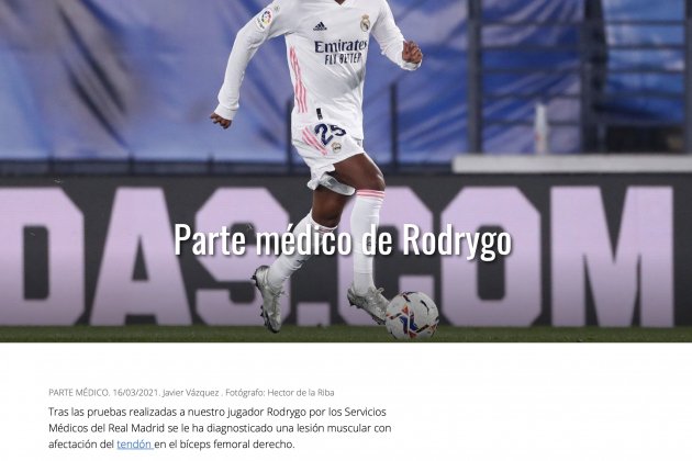 Parte medico Rodrygo hackeo @twitter