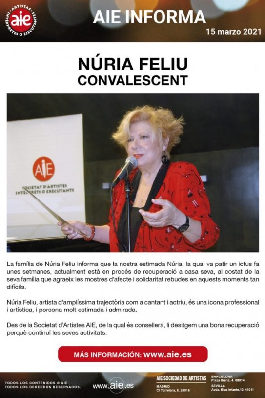 Comunicat de salut de Núria Feliu, AIE