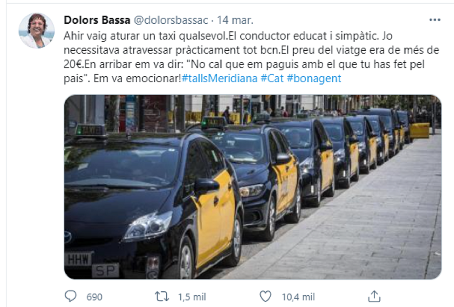 Twitter Dolors Bassa Taxi / Captura
