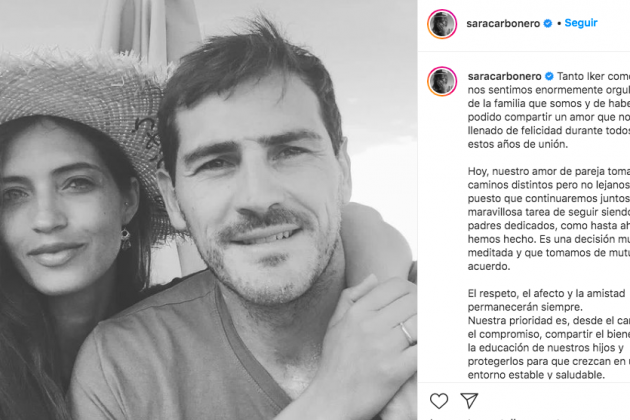 Comunicado de separación de Sara Carbonero, Instagram TUIT