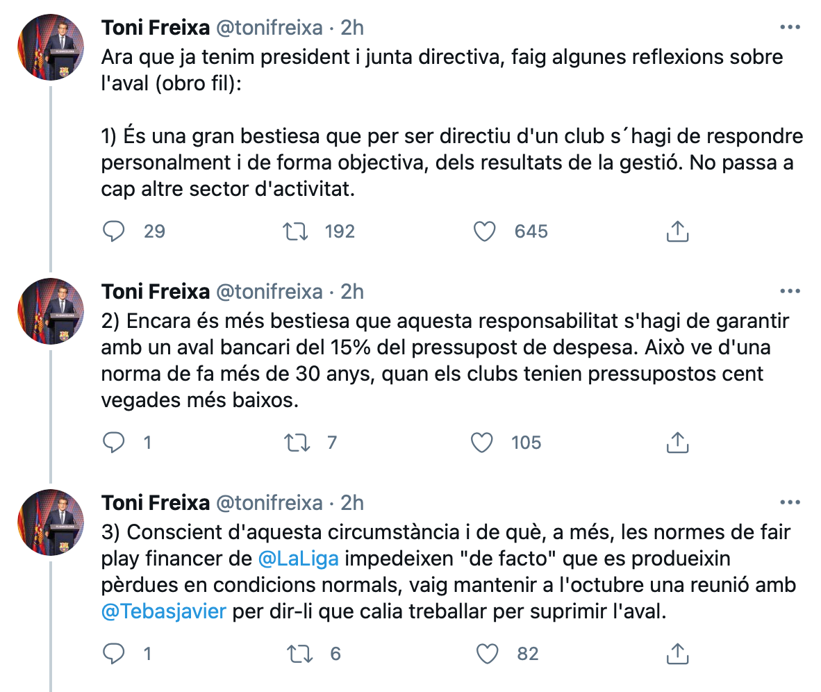 Hilo Toni Freixa aval Barca