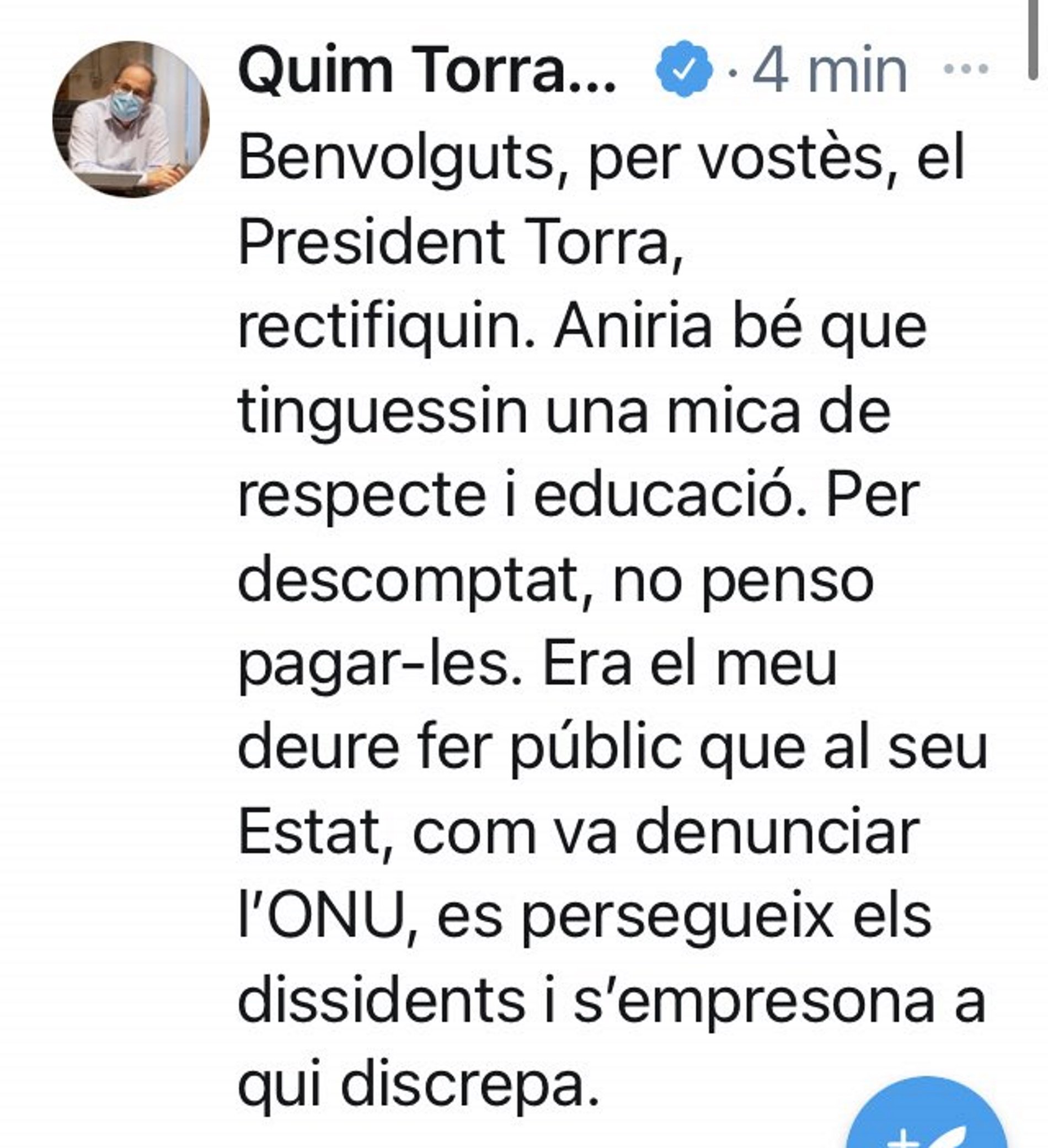 RESPUESTA TORRA TUIT