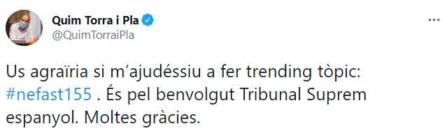 TWEET QUIM TORRA NEFASTO 155 @QuimTorraiPla