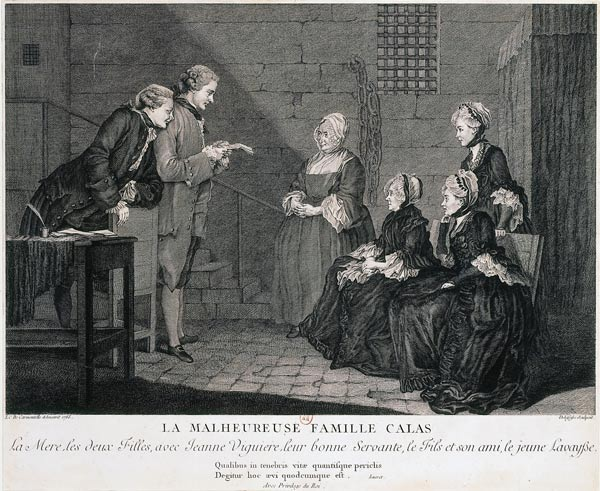 Representación del interrogatorio en la familia Calas (1762). Fuente Bibliothèque Nationale de France (1)