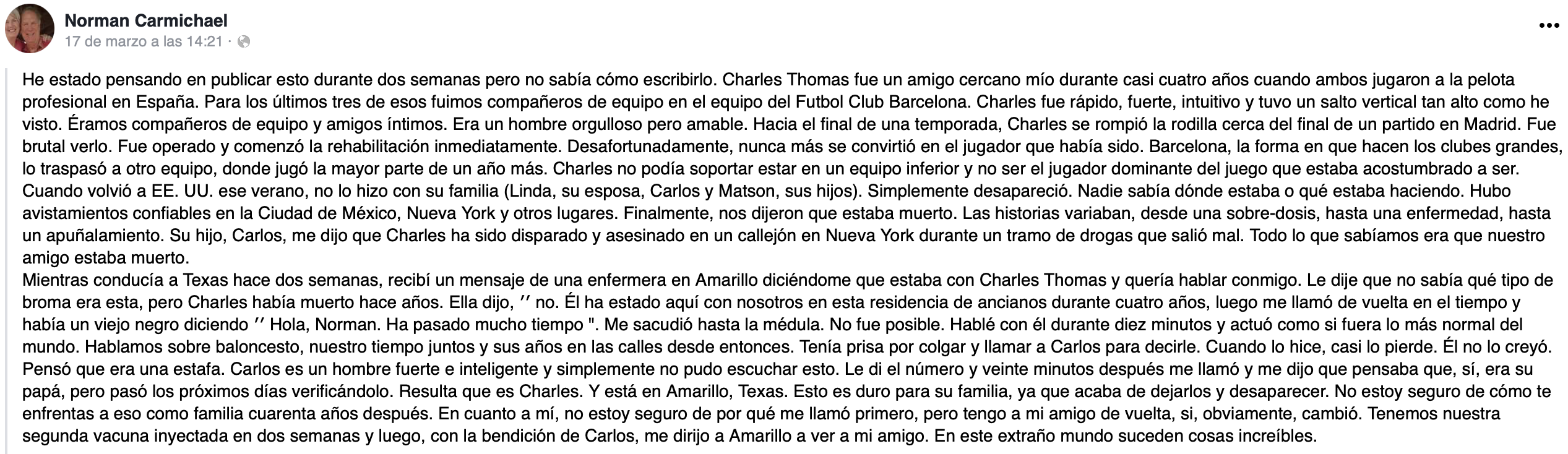 Norman Charlie Thomas Barca facebook