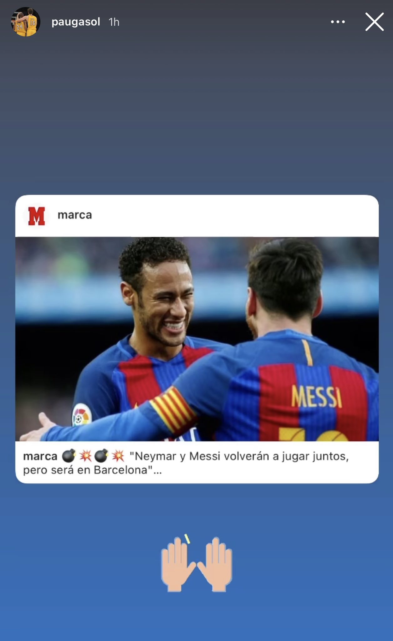 pau gasol neymar barcelona messi fichaje instagram