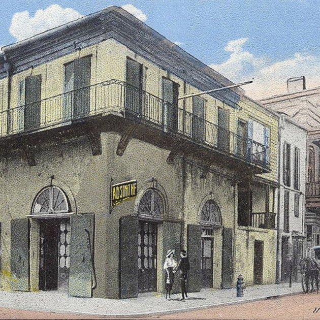 Un incendi devasta la colonia catalana de Nova Orleans. Representació de l'Old Absinthe House (principis delk segle XX). Font Wikimedia Commons