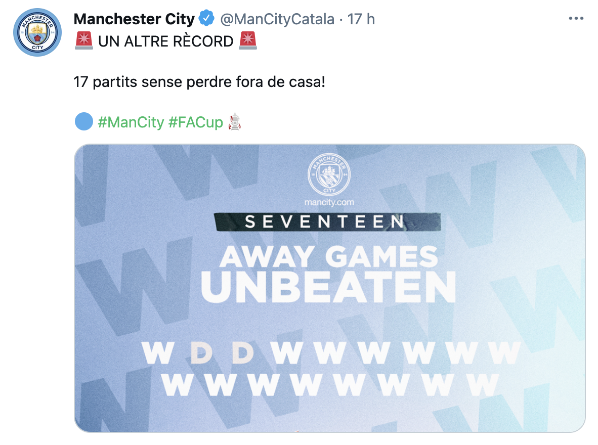 Manchester City Guardiola tweet record