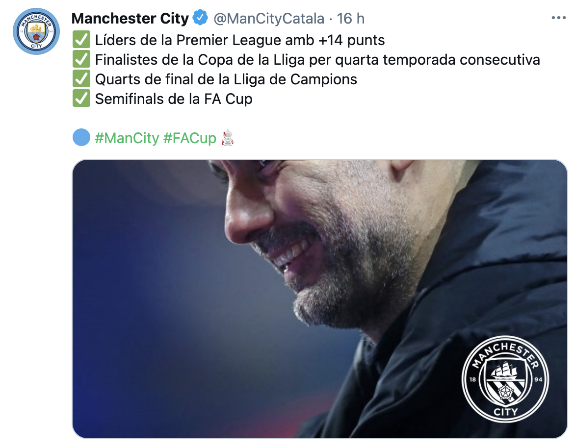 Manchester City Guardiola tweet