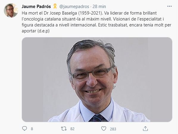 Jaume Padros muerte Josep Baselga oncologo catalán
