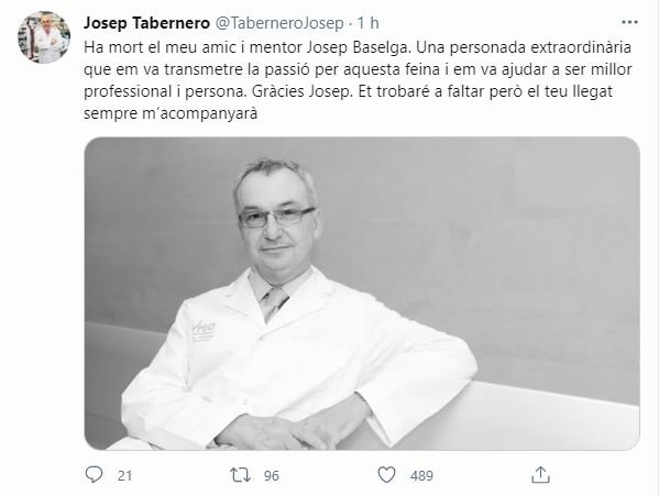 Josep Tabernero muerte Josep Baselga oncologo catalán