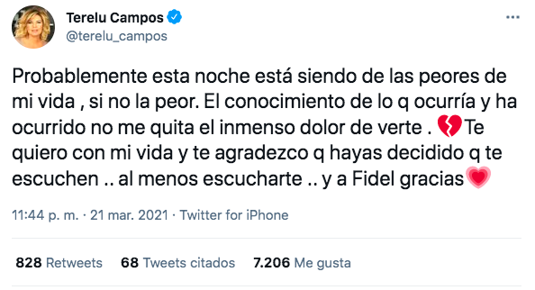 Terelu Campos, Twitter
