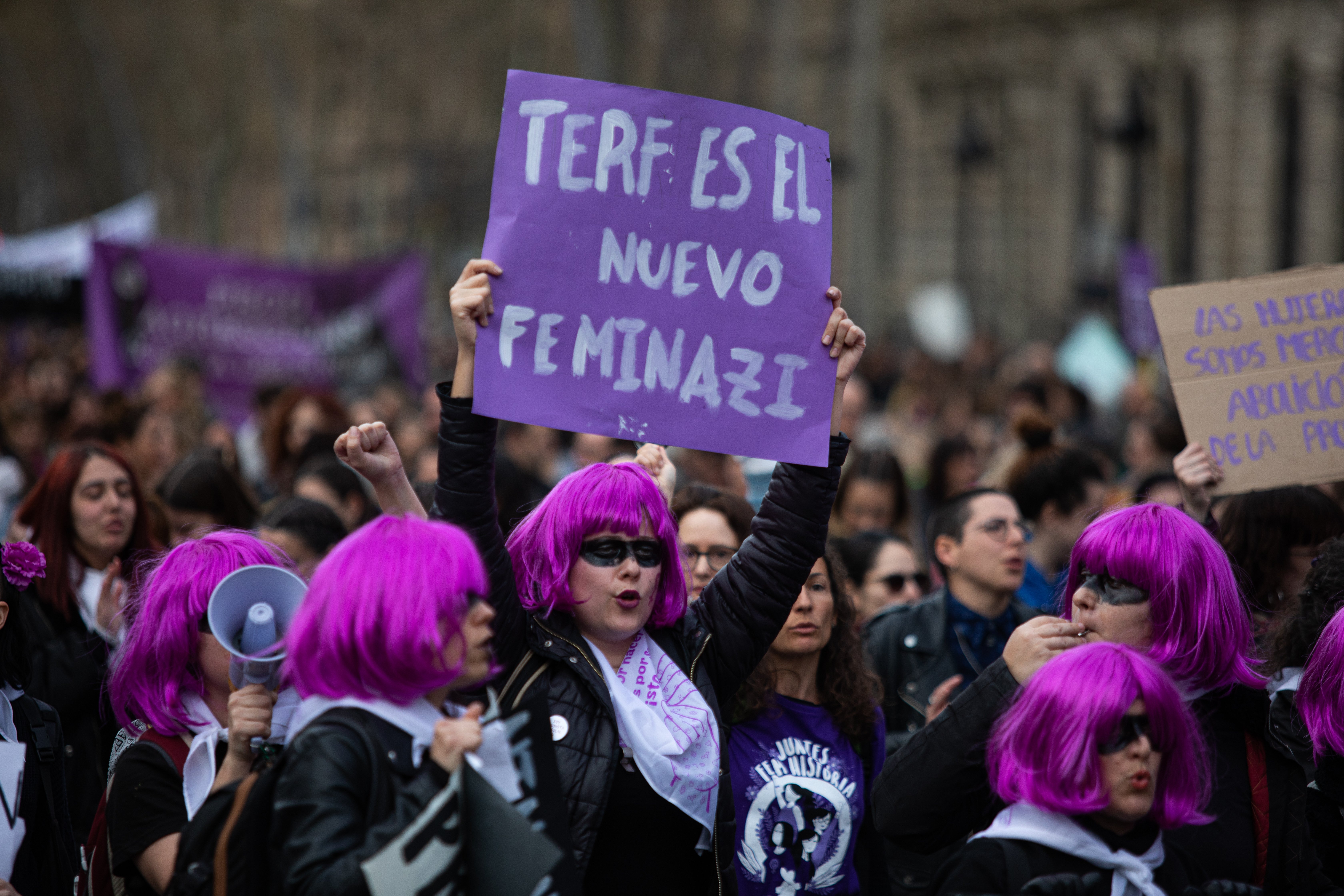 EuropaPress 2698306 mujer sostiene cartel pone terf nuevo feminazi manifestacion 8m dia