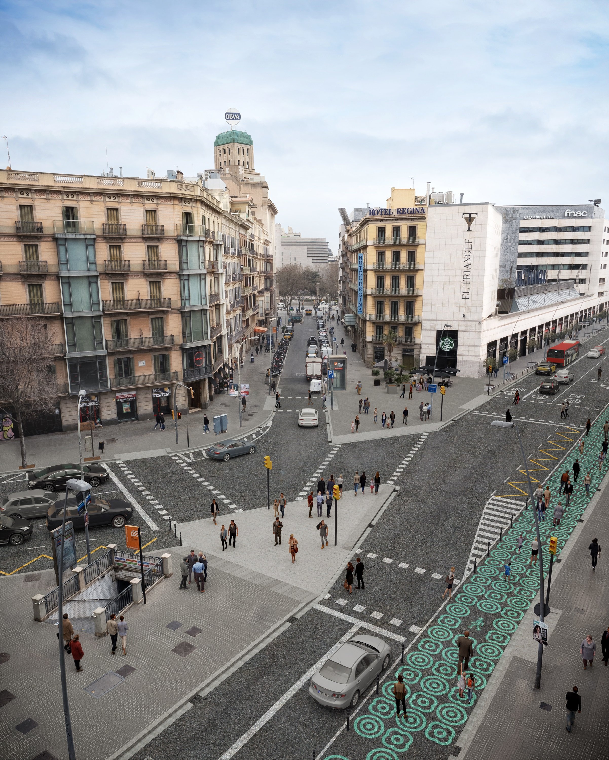 La calle Pelai ganará espacio para peatones a golpe de urbanismo táctico